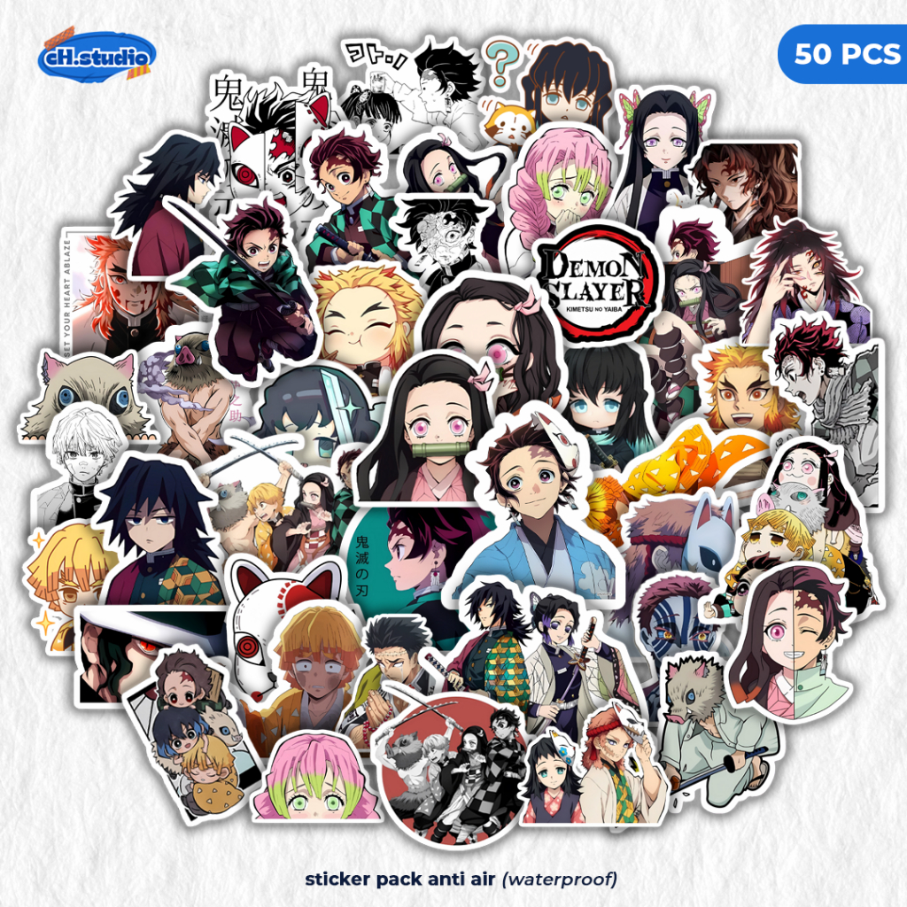 

Stiker Pack 50 PCS Anime DEMON SLAYER Vinyl Tahan Air Waterproof untuk Sticker Laptop - Casing - Buku Diary