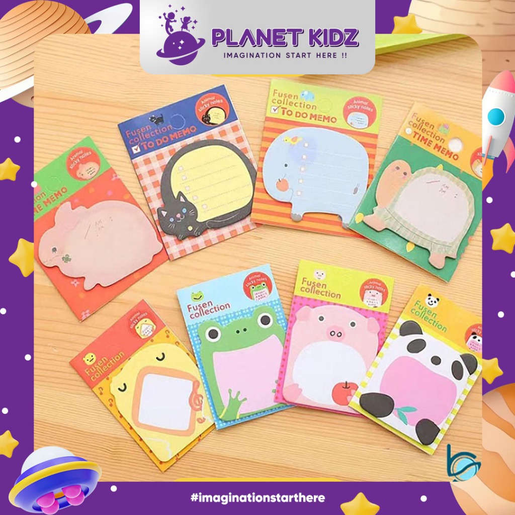 

PLANETKIDZ ATK22 Sticky Notes Motif Hewan Tempelan Kertas Index Memo Sticky Note Catatan Memo Note Karakter Animal Mini Book Karakter Binatang Lucu
