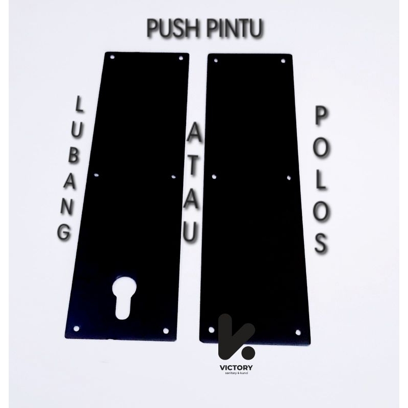 Push Plat Plate Pintu stainless Plat Handle Hitam Black Dorongan pintu