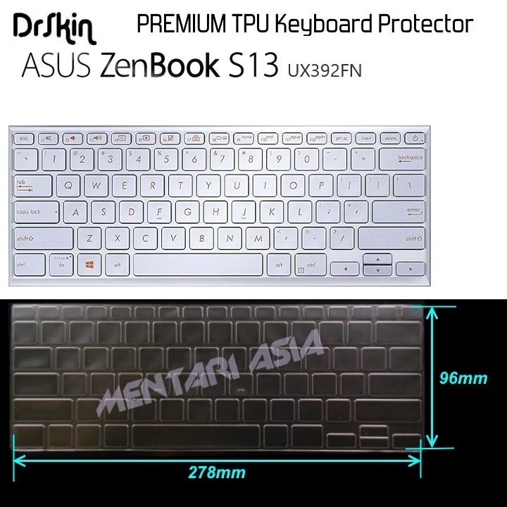 Keyboard Protector ASUS ZenBook S13 UX392 - DrSkin PREMIUM TPU Clear