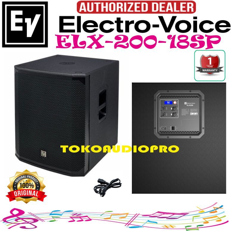 Subwoofer Electro Voice ELX200 18SP 18 Inch Powered Subwoofer Aktif  Spiker EV ELX-200-18SP