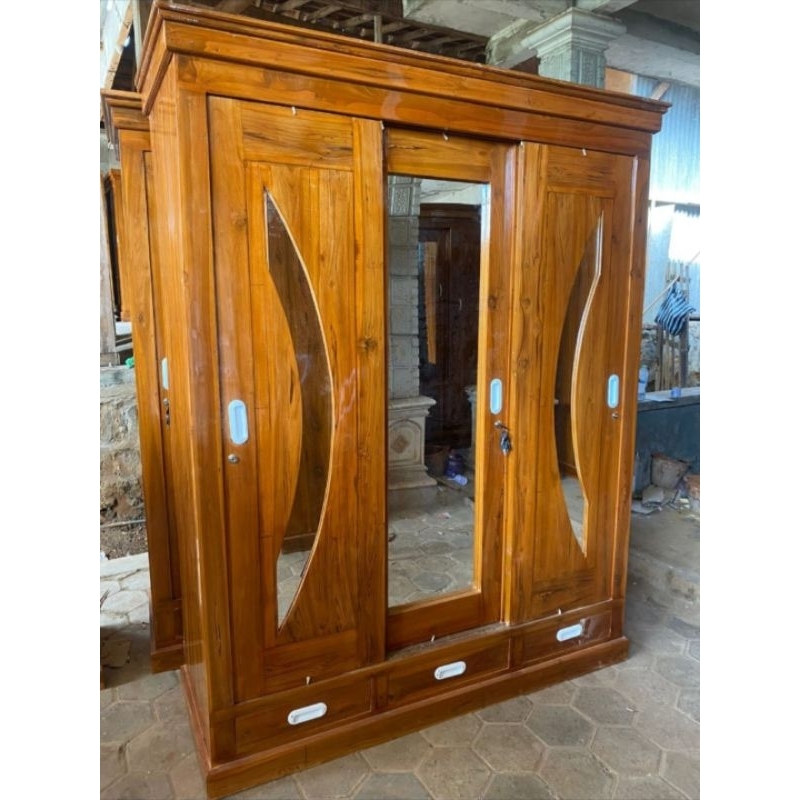 Lemari Pintu 3 Sleding Model Sabit Pengiriman Area Jawa Timur