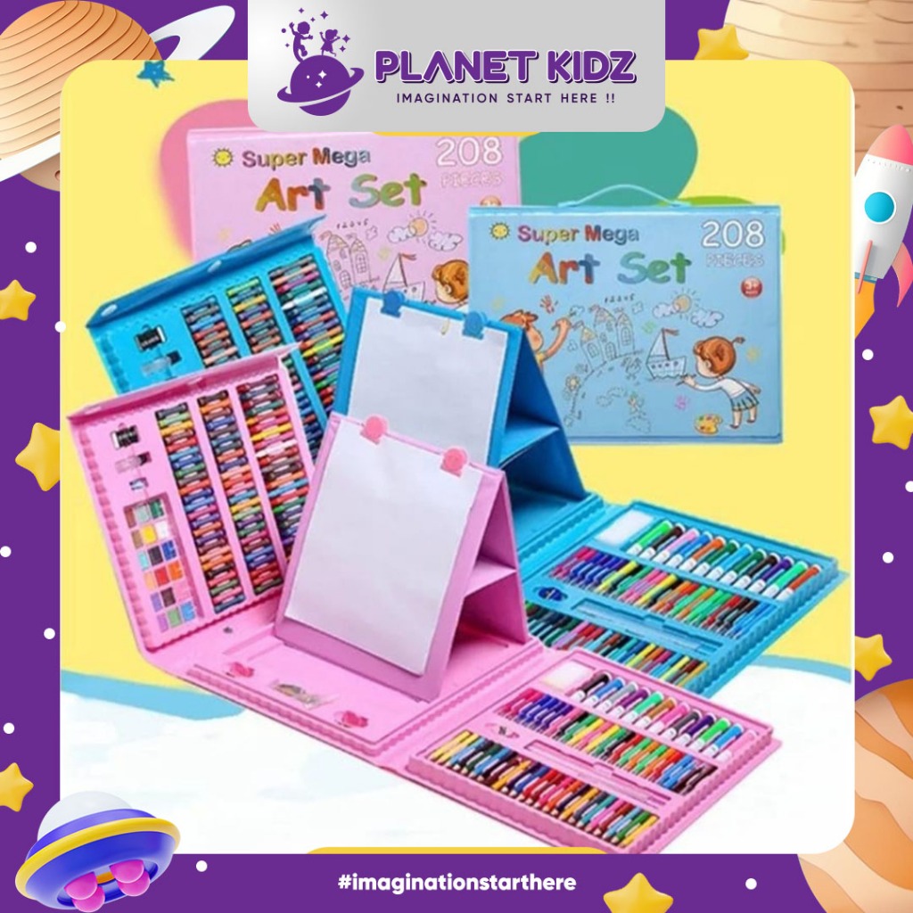 

PLANETKIDZ ATK23 Crayon Set Anak Sekolah Lengkap Alat Mewarnai Anak Super Mega Art Set 208Pcs 150Pcs