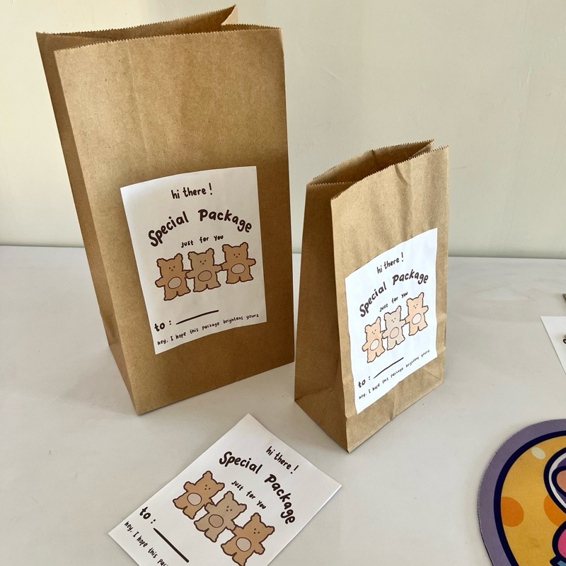 

Packaging Aesthetic Lucu Bear - Package Bungkus Kado Amplop vintage Paper bag standing craft lucu gemas