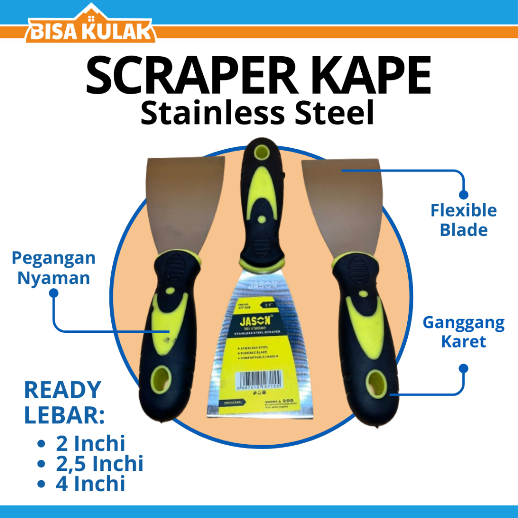 Kapi Cat Stainless Ganggang Karet / scraper stainless / scraper cat tembok / kape stainless