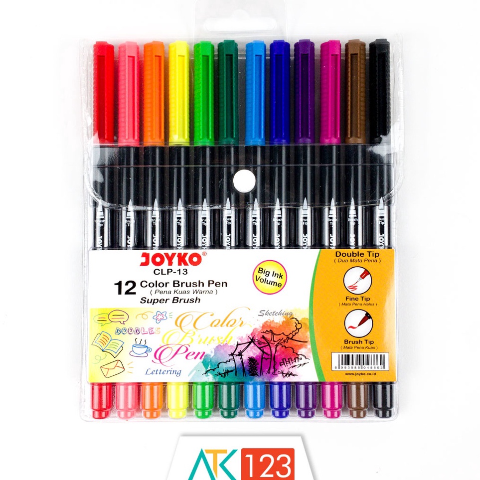 

Pulpen Pena Spidol Kuas Warna Color Brush Pen Set Dual Double Tip 12 Warna Colors Joyko CLP13 KODE W1N3