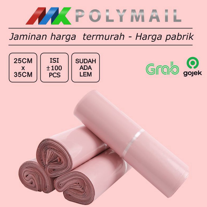 

POLYMAILER 1PCS 25x35CM BABY PINK PREMIUM GLOSSY PLASTIK POLYMAILER PINK KODE Y2O3