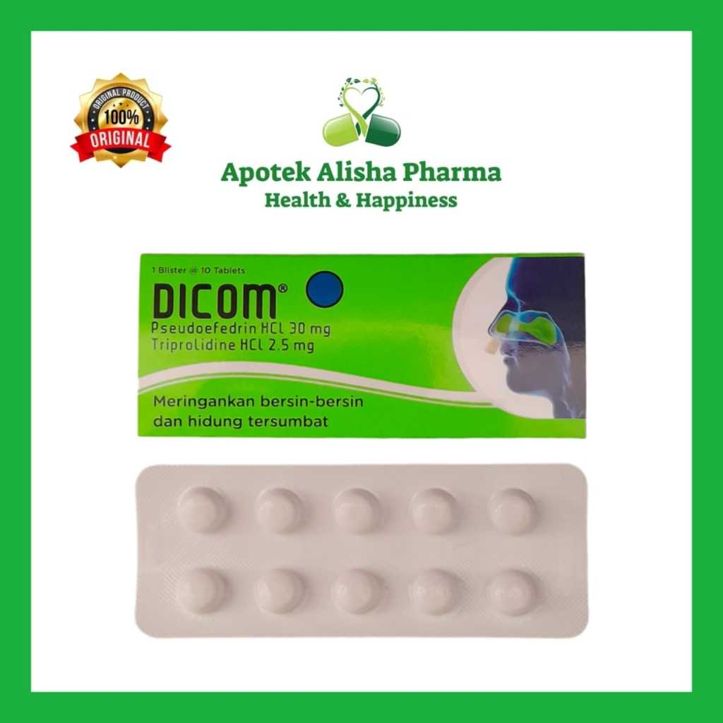 Dicom Tablet (Strip 10 tablet) - Dikom Tablet Obat Flu Pilek Alergi Bersin Hidung Tersumbat