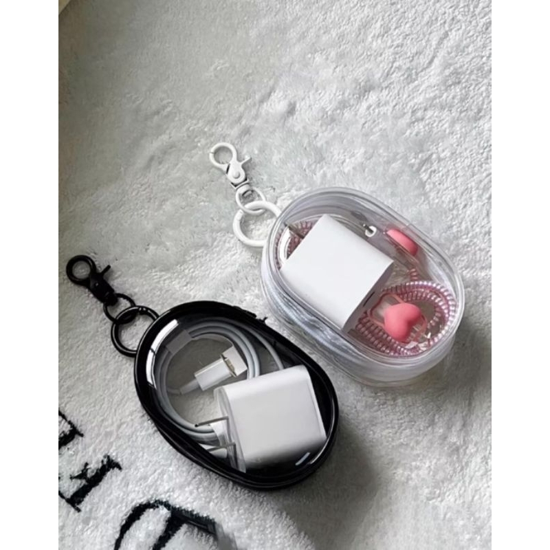 Tas Penyimpanan kabel data transparan / Pouch Boneka Gantungan kunci / Tas Pop Mart