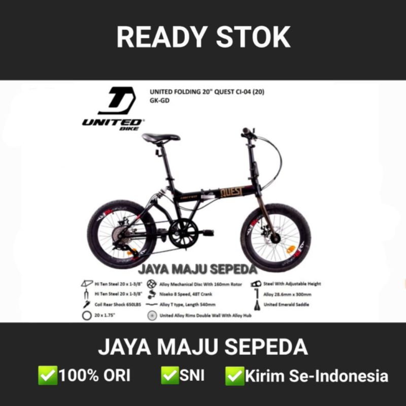 Sepeda Lipat UNITED Quest 20 Inch 8sp