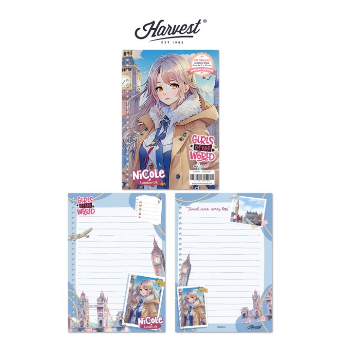 

PRODUK TERBARU Loose Leaf Kertas Binder Harvest A5 Girls of The World London