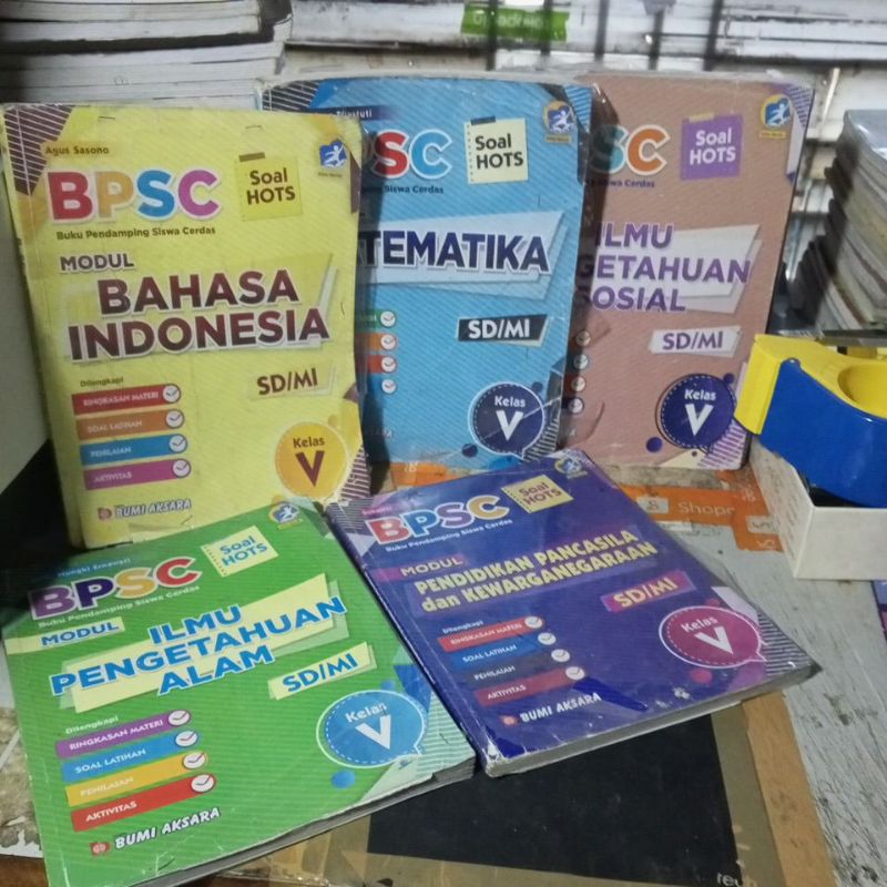 BUKU BPSC MODUL MATEMATIKA, BAHASA INDONESIA, PPKN,IPS,IPA, UNTUK SD KELAS 5 REVISI K13 PENERBIT BUM