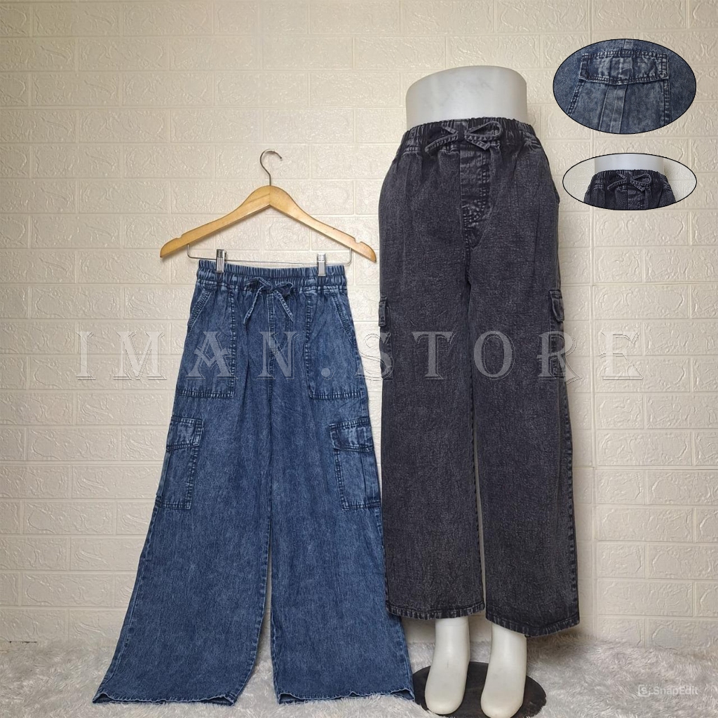 Celana Kulot Jeans Dewasa Cargo Celana Jeans Wanita Celana Kulot Cargo Jumbo Kulot Jeans Kulot Jumbo