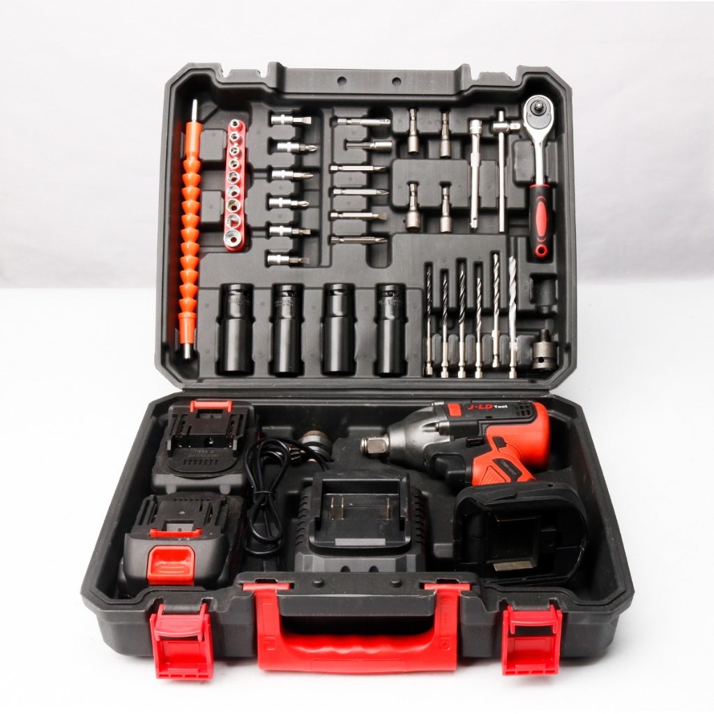 JLD mesin bor impact baterai 88VF fullset impact bor 2baterai 350NM Impact Wrench impact jld set HOT