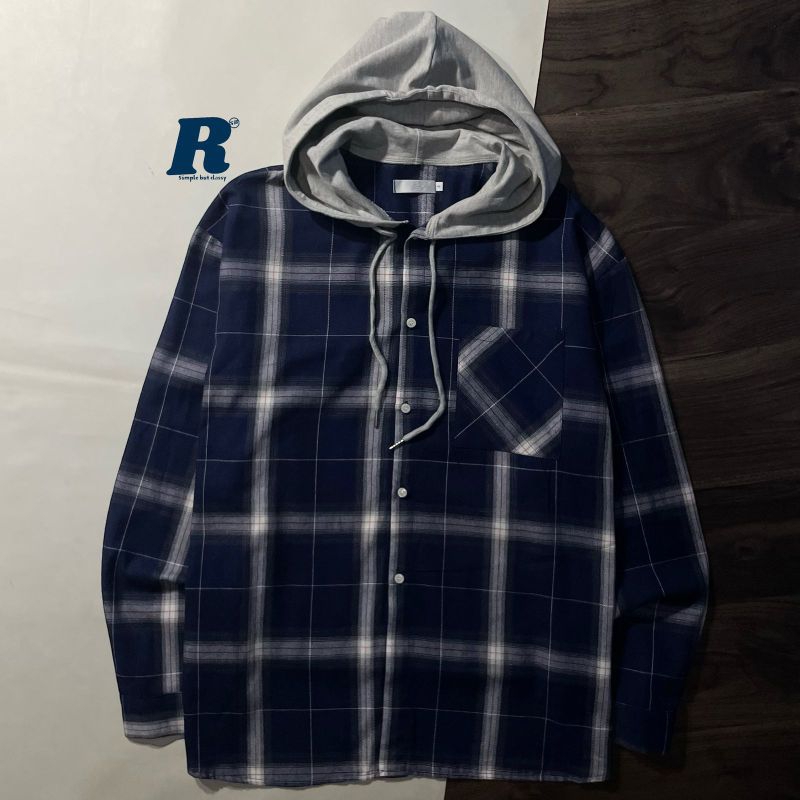 Kemeja Flannel Shirt Hoodie Veterano R STUDIO Size fit 4XL Jumbo Besar Big Size Oversize Unisex