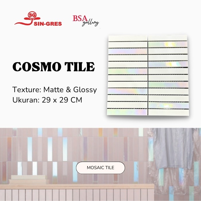 MOSAIC TILE PUTIH BACKSPLASH DAPUR / KERAMIK MOZAIK DINDING LANTAI