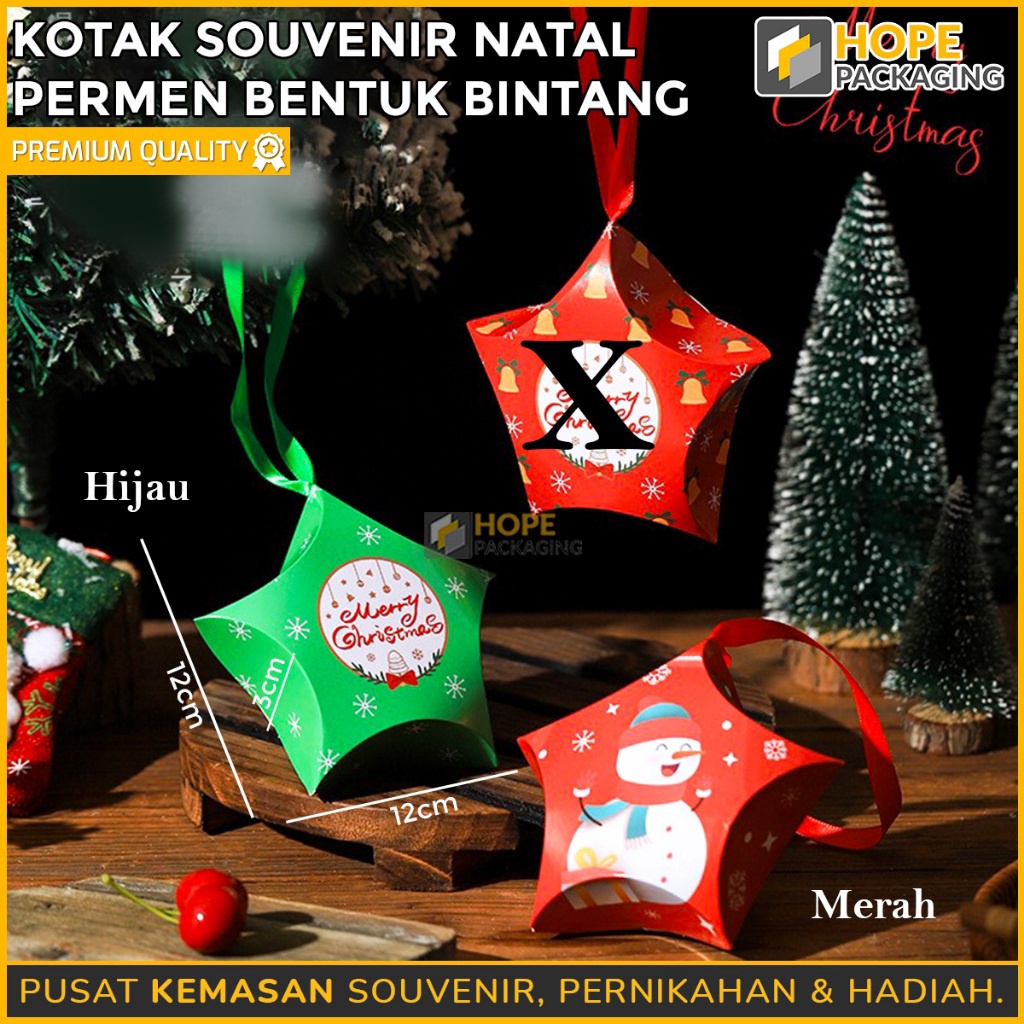 

BURUAN SERBU Kotak Souvenir Star XmasNatal Candy Gift Goodie Bag Christmas Box Mini Bintang Dus Permen Coklat Gantungan Natal Permen Hiasan Natal