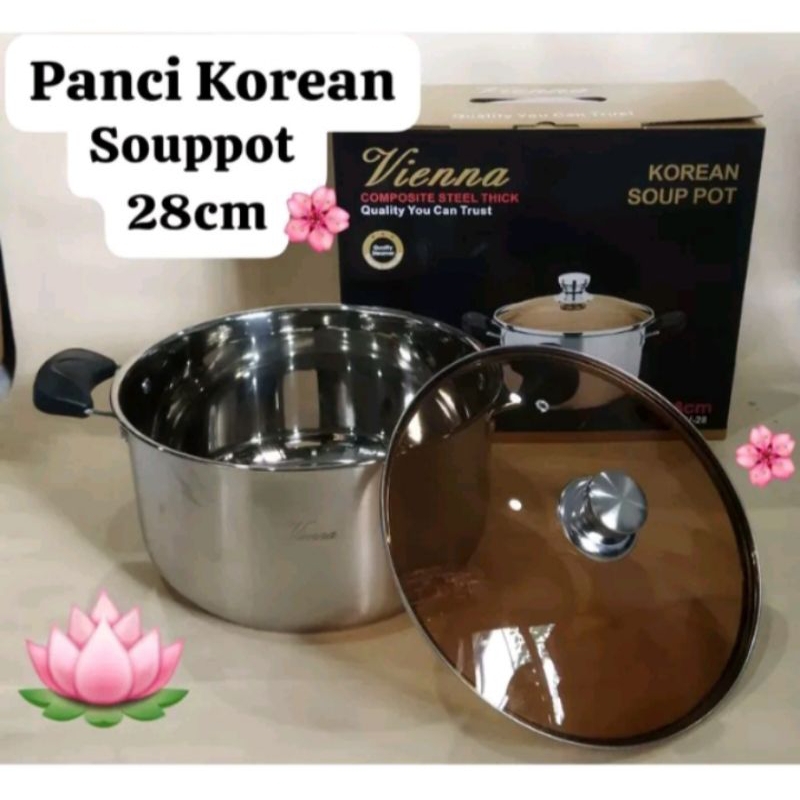 Panci Soup Stainless Vienna 28 Cm Tutup Kaca / Pot Sop Stenlis Kuping 2