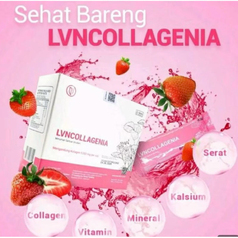 LVNCOLLAGENIA ORIGINAL 100% KEMASAN TERBARU MINUMAN SERBUK STROBERI Mencerahkan