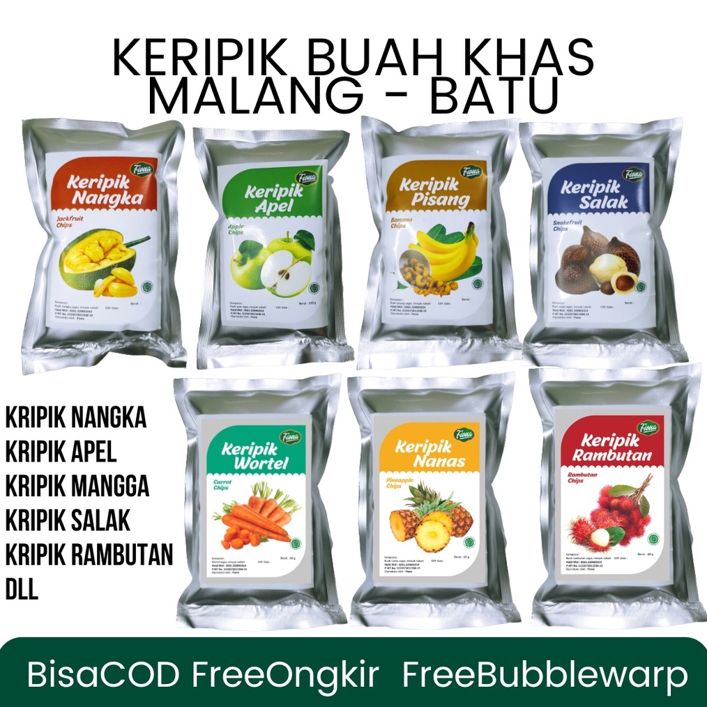 

RAIH DISKON Fiona Keripik Buah dan Sayur Apel Nangka Okra Rambutan Paprika Mangga Bombay Oleh Oleh Khas Malang Netto 5 Gram