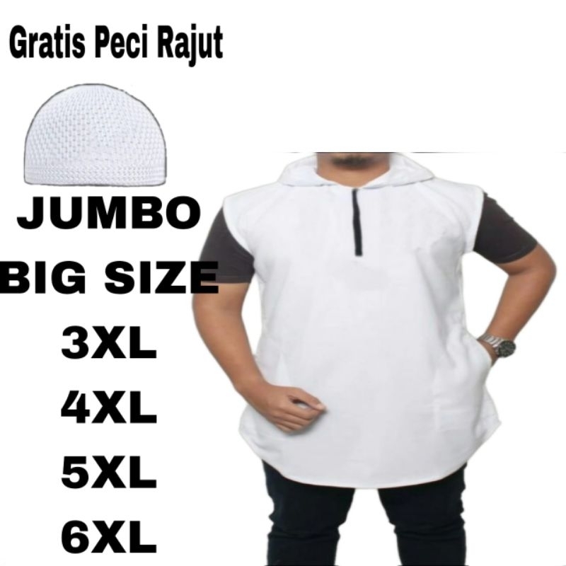(COD) Jaket Sweater Hoodie Rompi Sholat Pria Polos Jumbo / Rompi Shalat Big Size / Baju Muslim Jumbo