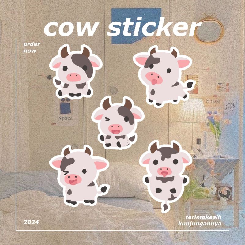 

cow sticker | stiker sapi | die cut sticker | 1 set 5 pcs