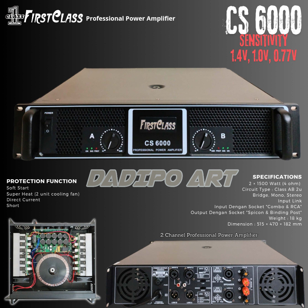 Power Amplifier Firssclass FC CS6000 CS 6000 CS-6000 cs6000 1500 WATTS X 2 Original