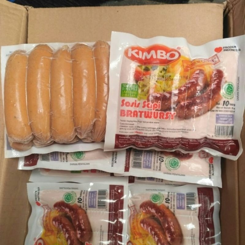 

Kimbo Sosis Sapi Bratwurst 500gr isi 10 Batang Original