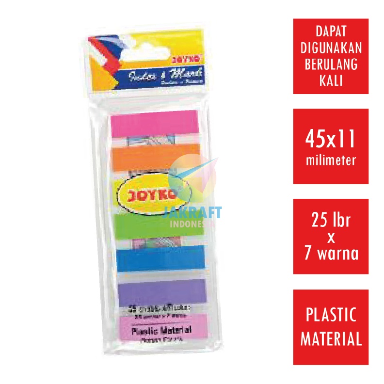 

NEW PROMO 175 Pcs Index Mark JOYKO IM3 Memo Tempel Plastik Persegi Sticky Notes 7 Warna x 25 Lembar