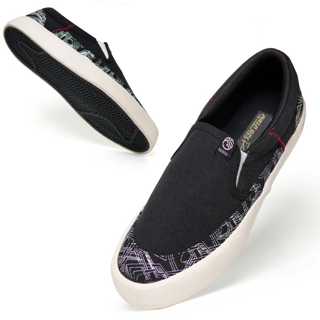 LIMITED RAINGEL ELEKTRON - Sepatu Slip on Local Brand - Black White
