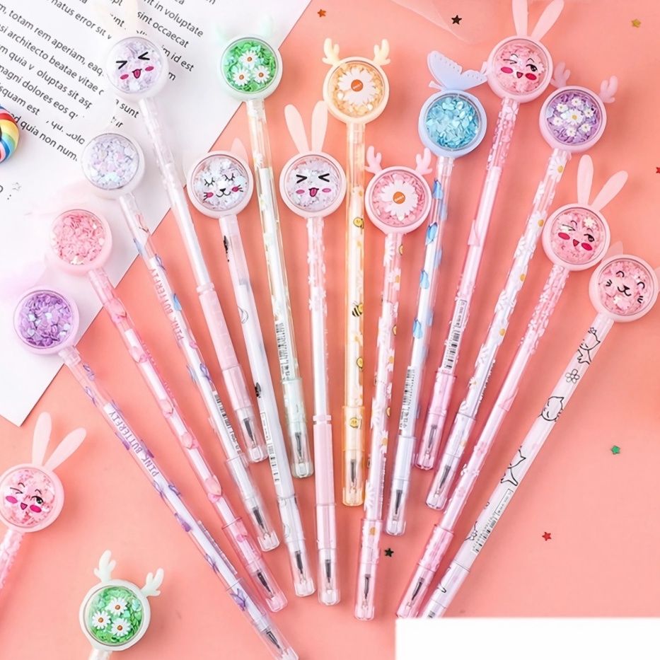 

SEGERA BELI APEN Pulpen Karakter Payet Gliter Bunny Lucu Pena Black Ink Gel Bolpen Pastel Alat Tulis Sekolah Kantor Barang Unik Murah Lucu Import