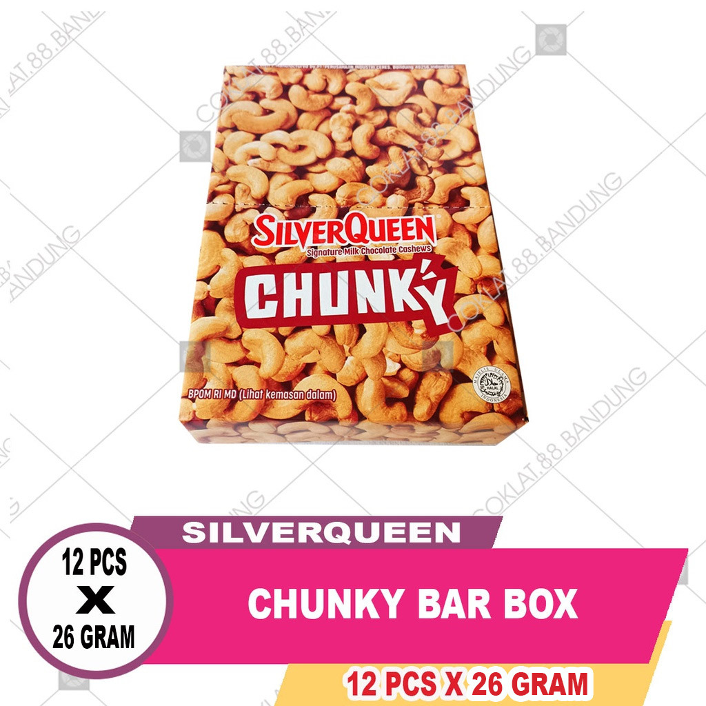 

ADR SILVERQUEEN CHUNKY BAR 1 BOX 26gr KECIL X 12, COKLAT SILVERQUEEN CHUNKY BAR TOPLES MINI 26 gr X