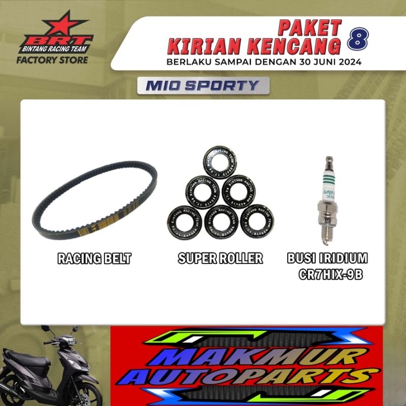 Paket Kirian 8 BRT Super Roller - Racing VBelt - Busi - Mio Sporty - BINTANG RACING TEAM BRT