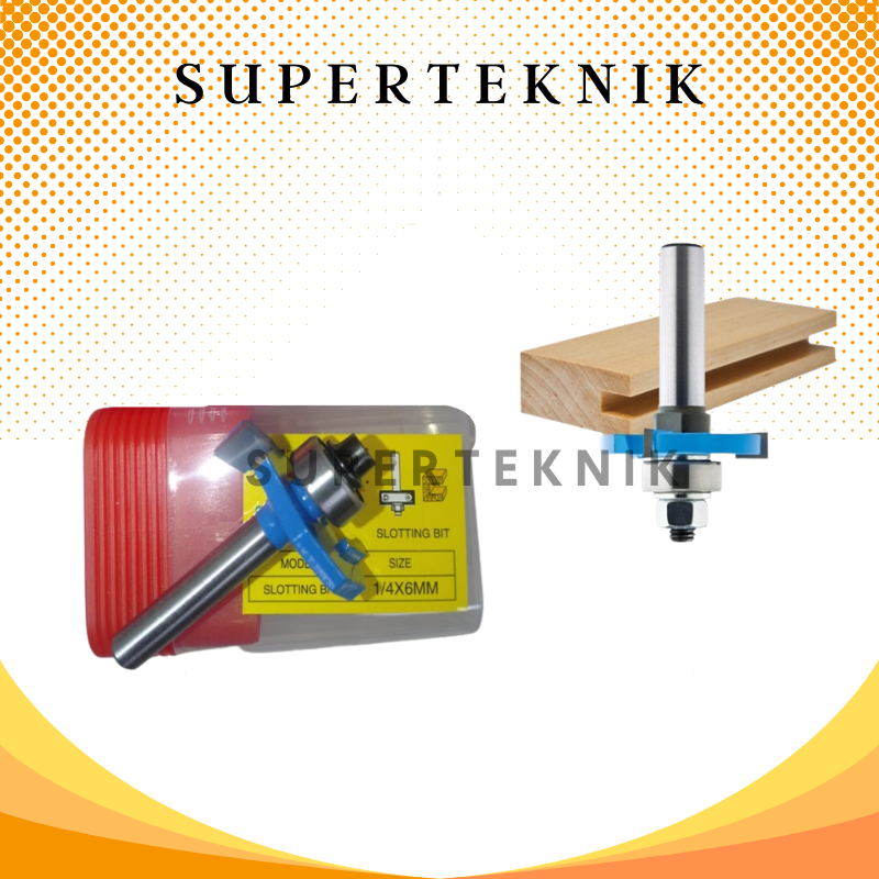 Mata Profile Kayu Trimer 1/4" x 6 mm Slotting Trimmer Bit Sloting / Mata Profil Trimmer Slotting 6 m