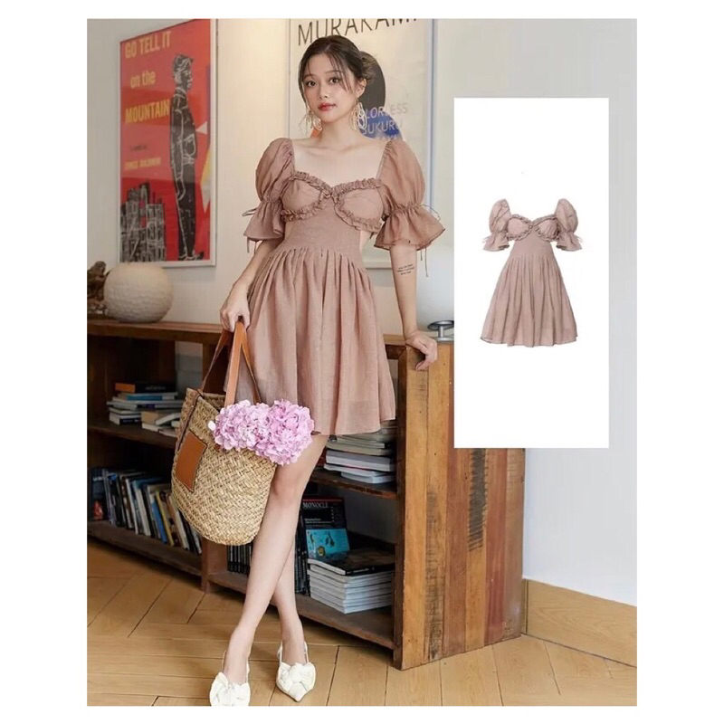 Khaki Side Cut Prom Party Mini Dress (S / M)