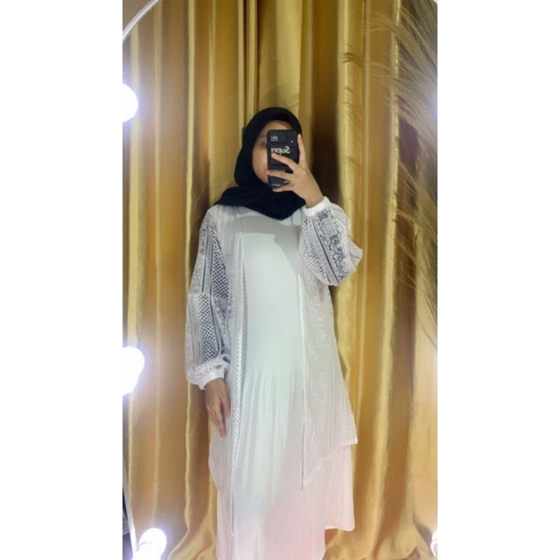 [ READY ] OUTER CARDIGAN BRUKAT MALIKA PREMIUM LENGAN BALON OUTER GAMIS WANITA KONDANGAN KEKINIAN