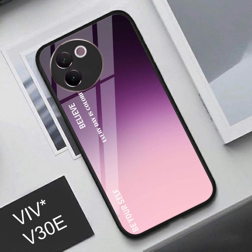 (Q74) Softcase Glass Kaca Vivo V30E - Case Hp Terbaru Anti Air TPU VIVO V30E