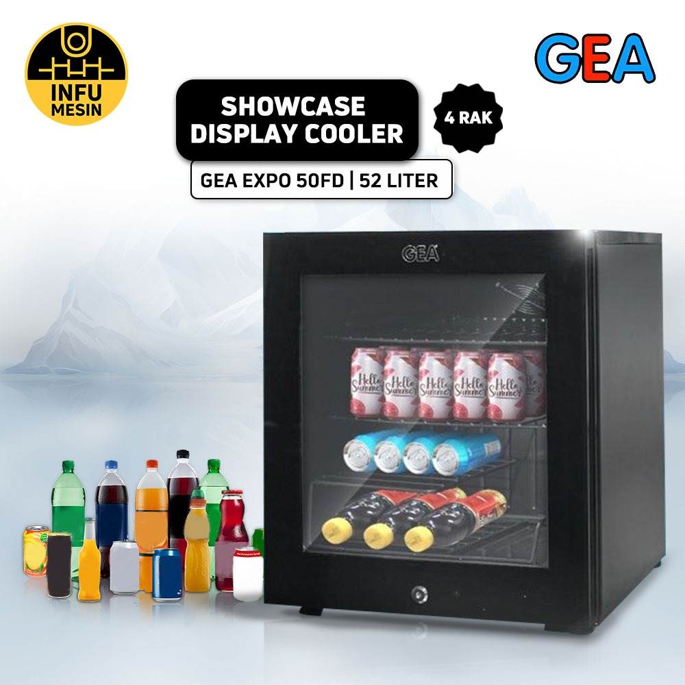 GEA DISPLAY COOLER MINI SHOWCASE EXPO-50FD EXPO50FD HITAM