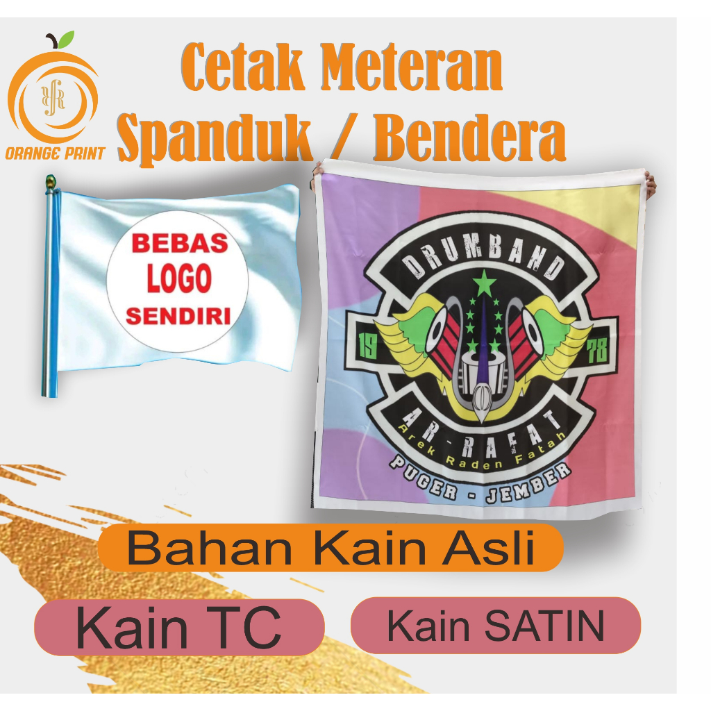 CETAK SPANDUK KAIN TC & SATIN METERAN MURAH BERKUALITAS