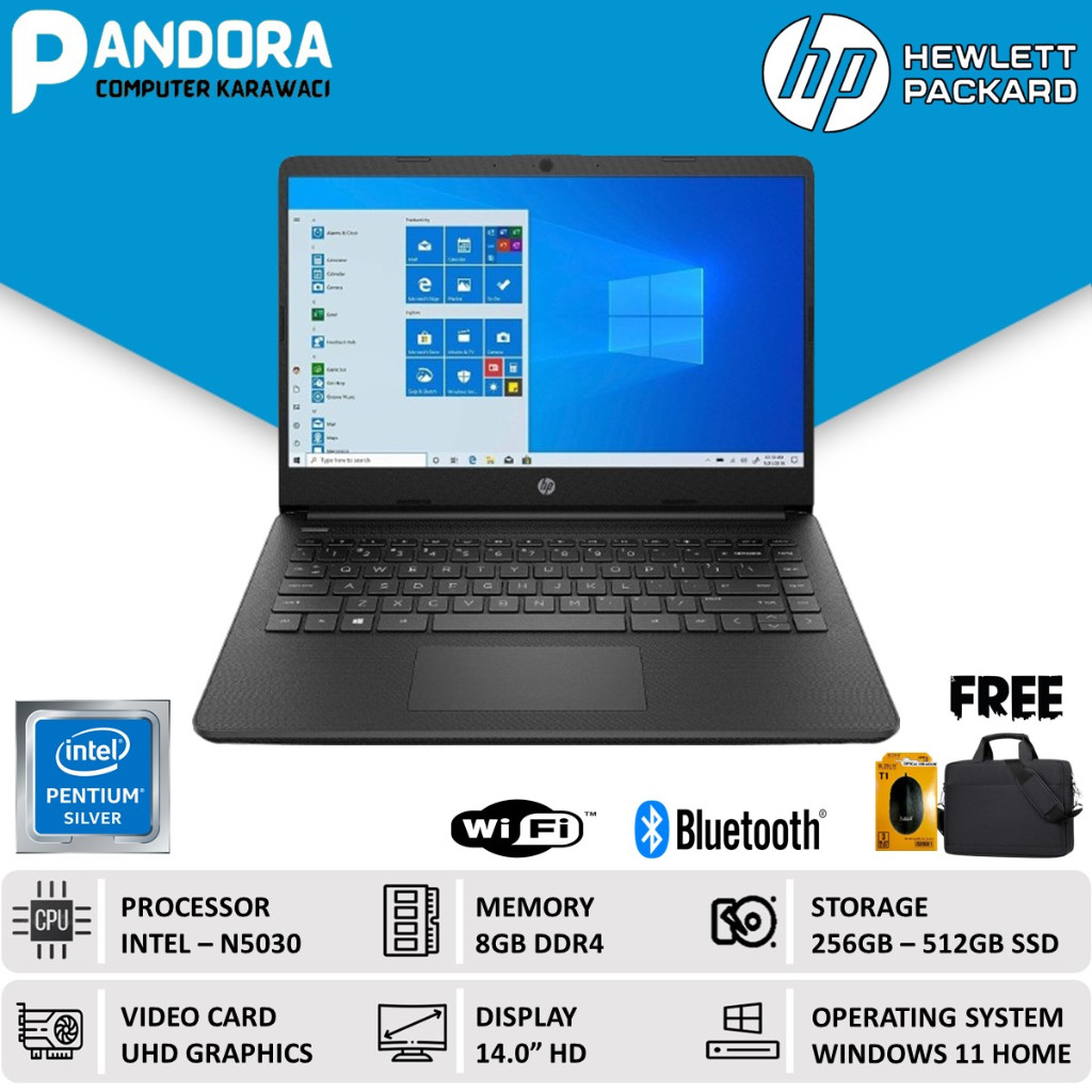 LAPTOP HP 14 INTEL PENTIUM SILVER N5030 8GB SSD 256GB WIN11