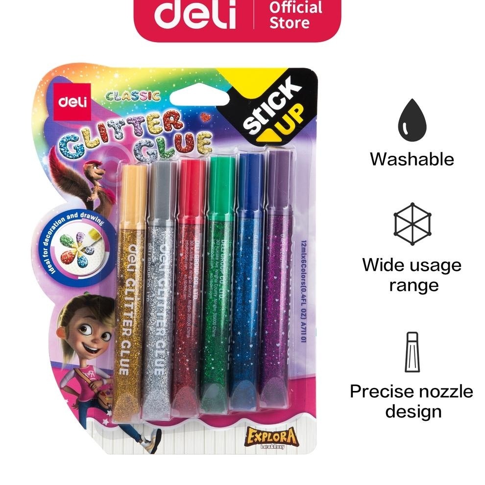 

Deli Lem Glitter (Classic Glitter Glue) EA71101 12ml isi 6 PCS