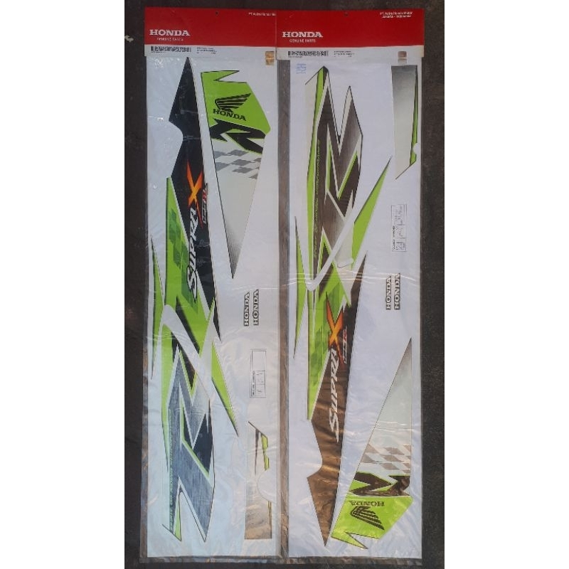 Striping Stiker Strip Polet SUPRA X125 TR 2008 2013 Original AHM R/L SEGEL Putih/Hijau