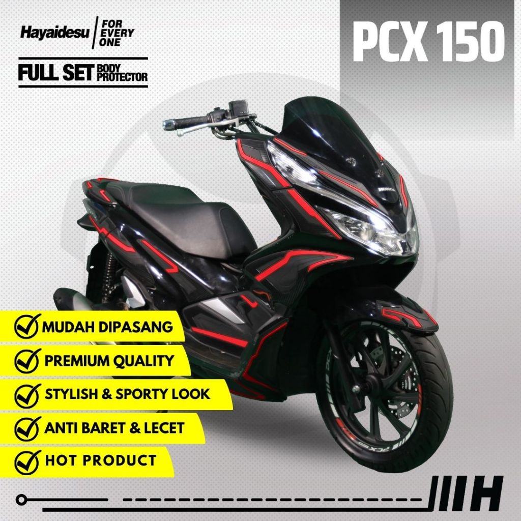 Hayaidesu Full Set Body Protector Honda PCX 150 Aksesoris Decal Variasi Carbon Pelindung Body PCX150