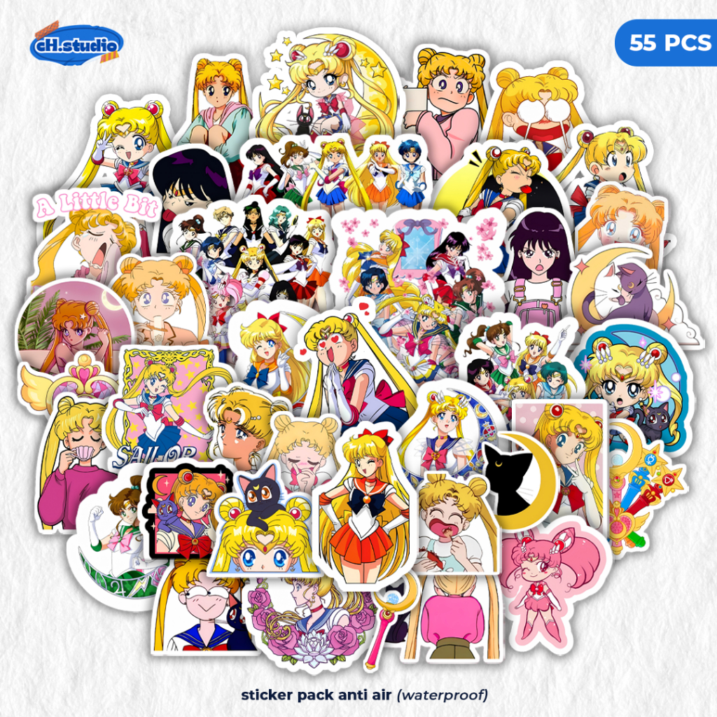 

Stiker Pack 55 PCS Anime SAILOR MOON Aesthetic Vinyl Tahan Air Waterproof untuk Sticker Laptop - Casing - Buku Diary