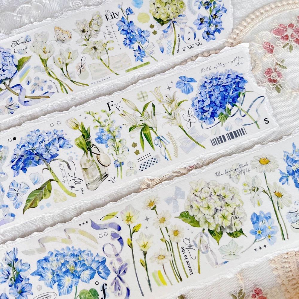 

(Kiricart) Baicangjia Blue Hydrangea sticker PET tape DIY Journal Scrapbook