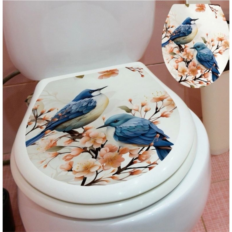 sticker closet duduk gambar burung wall sticker toilet
