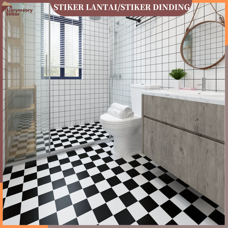 Wallpaper Lantai Berperekat Tebal Kamar Mandi Stiker Dinding Tembok Tahan Air 61X200Cm Toilet