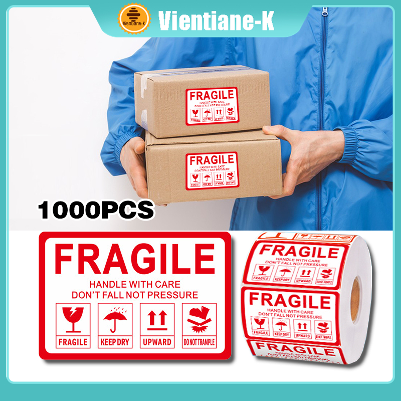 

1000 PCS Sticker Fragile Label Fragile Handle With Care Don'T Fall Not Pressure Sticker 1 Roll 60 x 40 mm
