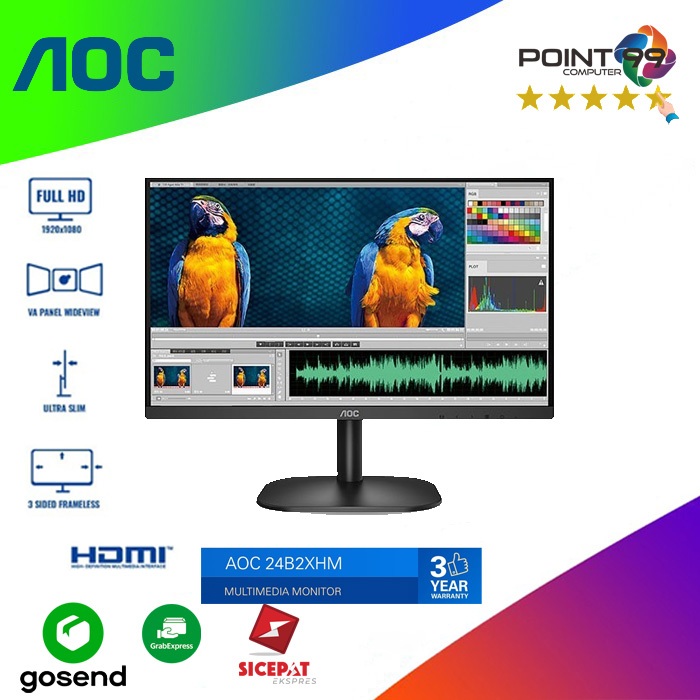 Monitor LED AOC 24B2XHM Ultra Slim LED Monitor (23.8"/VA/6ms/75Hz/FHD)