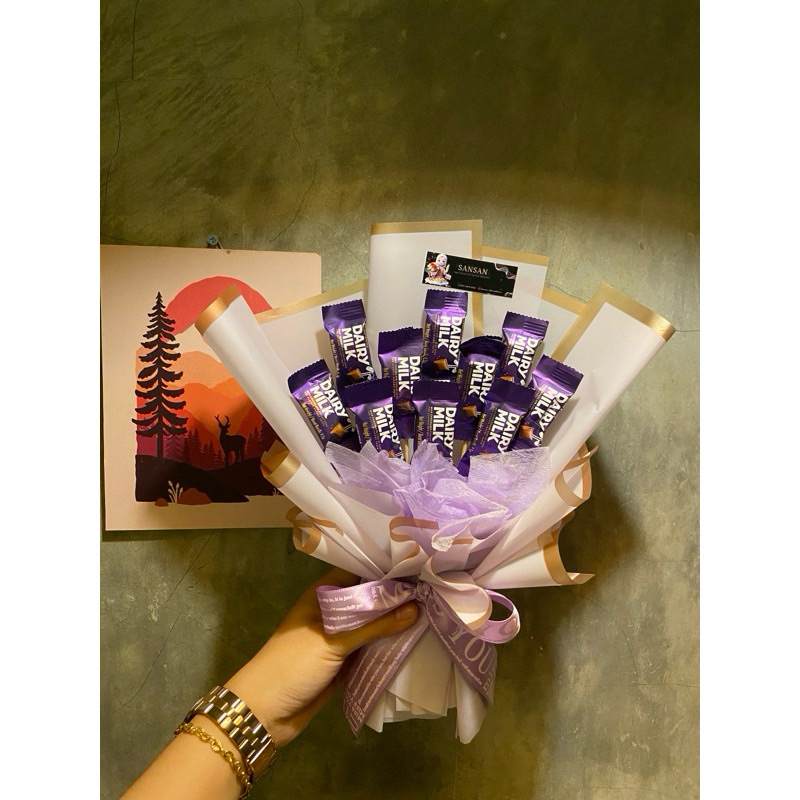 

[PO H+1] Mini Buket coklat Cadbury Mini/Dairy milk/Buket Bunga/Kado Wisuda Pernikahan